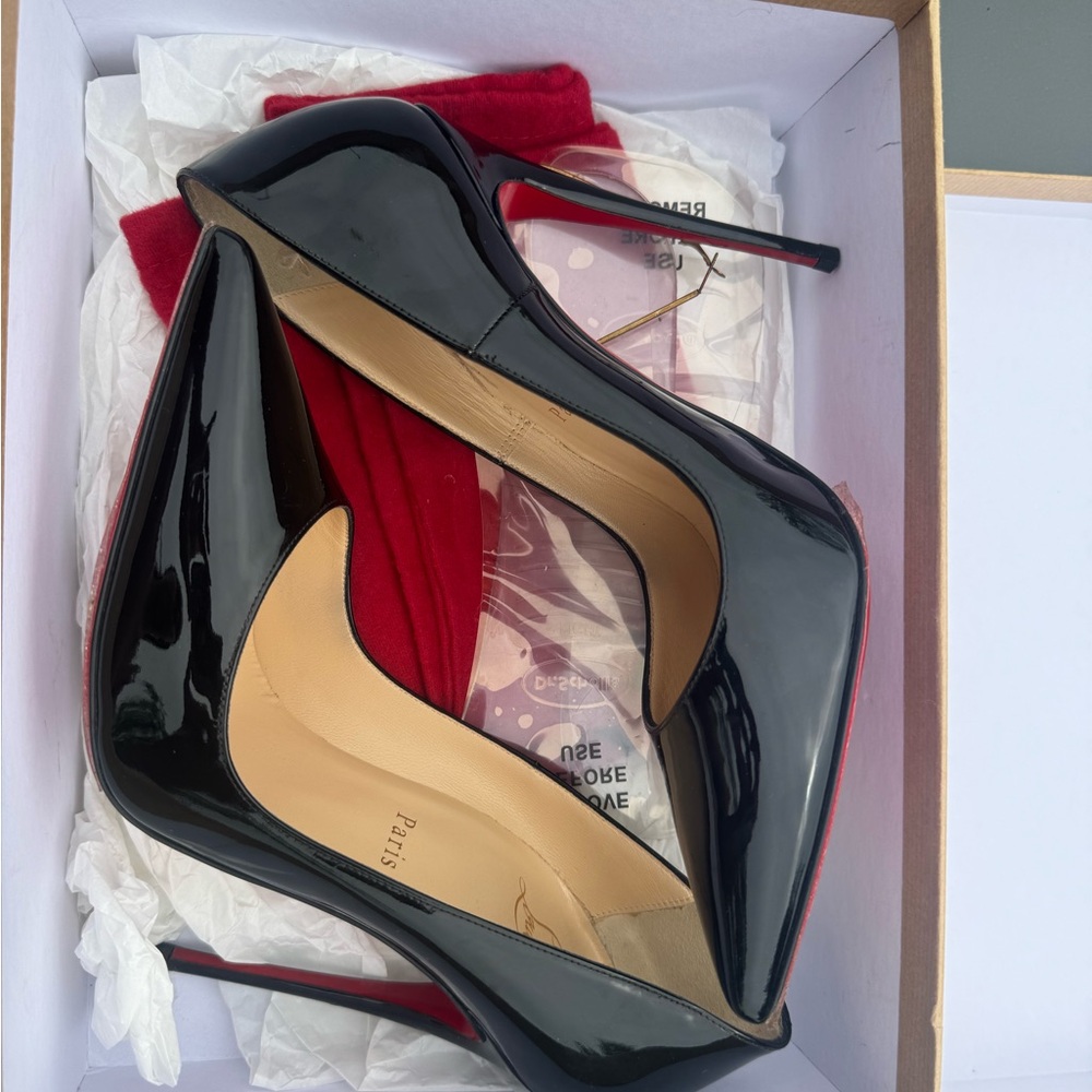 Christian Louboutin Black Heels with Red Soles - Picture 3 of 9